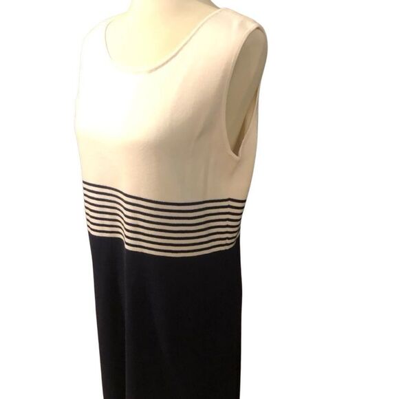 Jessica Holbrook Easy Care Navy Blue & White Striped Sleeveless Sweater Dress Si - Picture 5 of 16